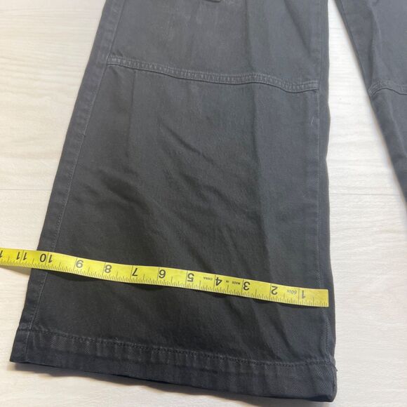 American Eagle Pants Womens 4 Black Cargo Baggy Wide Leg Super High Rise - Picture 2 of 8